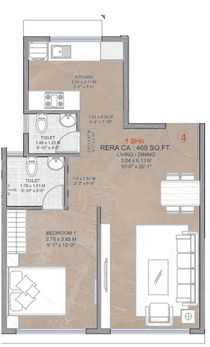 Unit plan - 469 sq.ft.