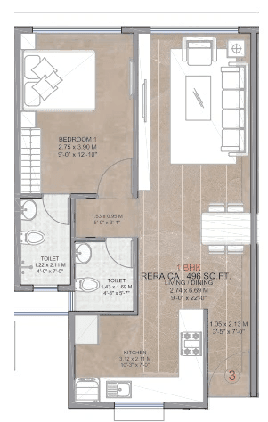 Unit plan - 496 sq.ft.
