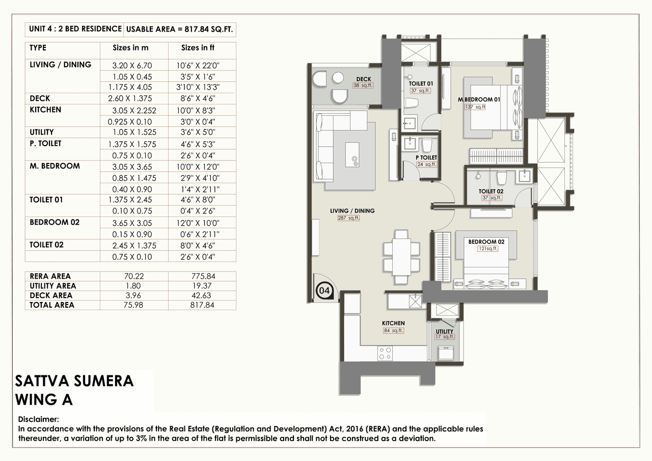 Sattva Parel Unit plan - 817 sq.ft.