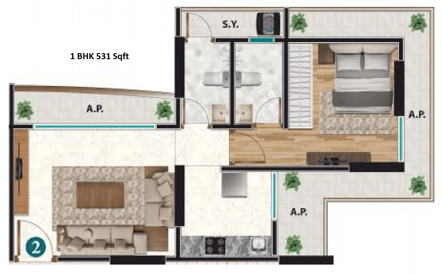 Unit plan - 531 sq.ft.