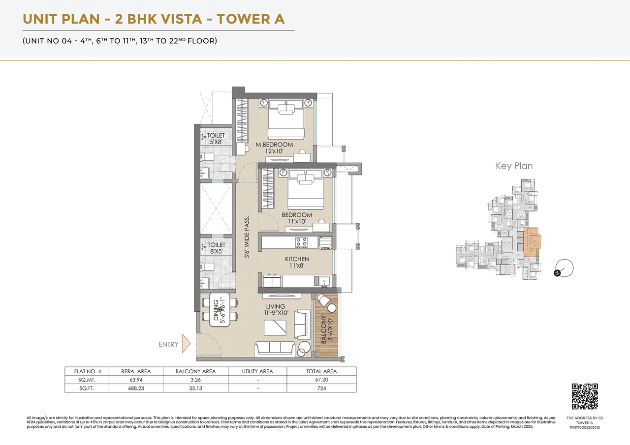 Raymond The Address By GS Sion Unit plan - 724 sq.ft.