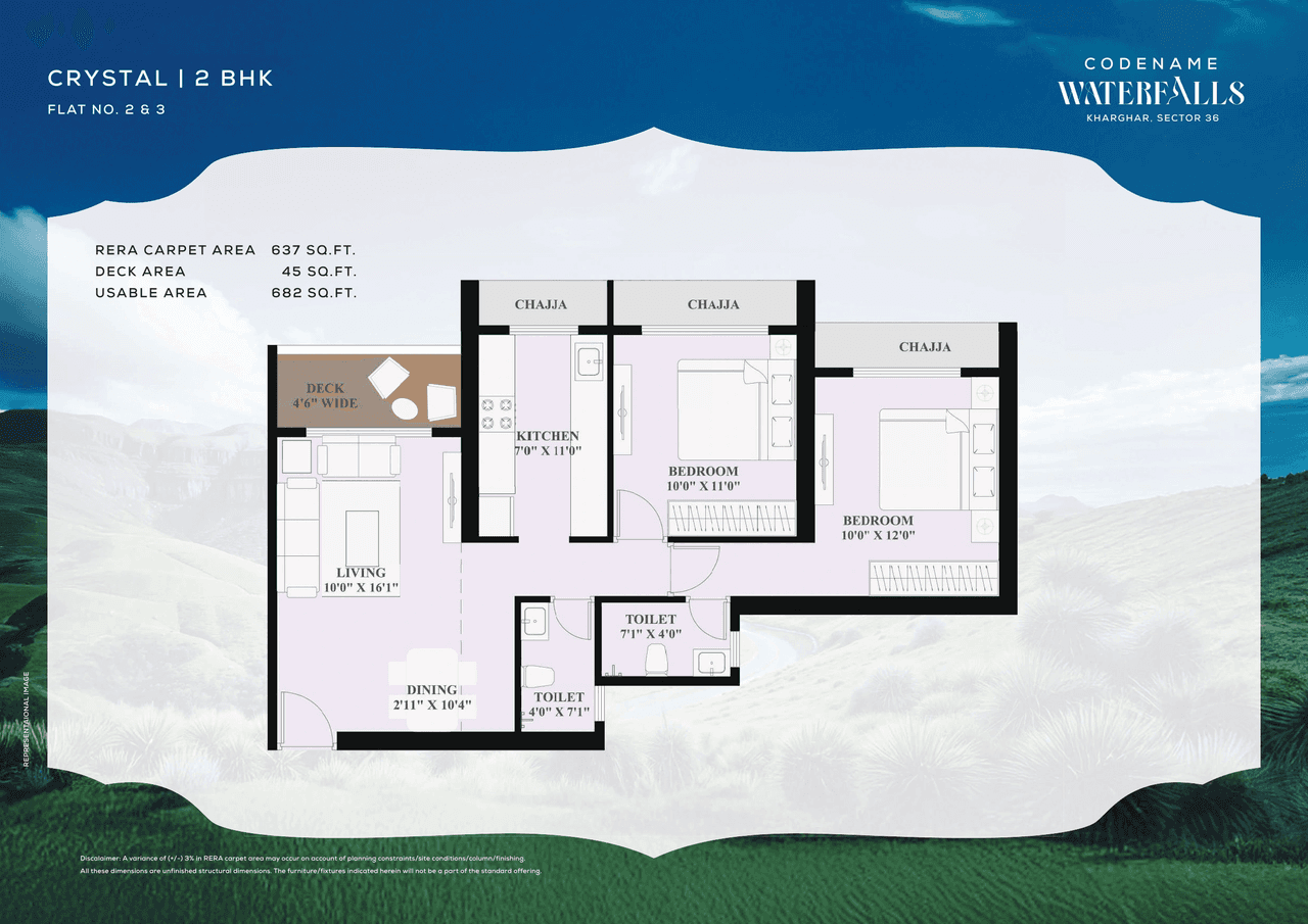 Satyam Waterfalls Unit plan - 682 sq.ft.