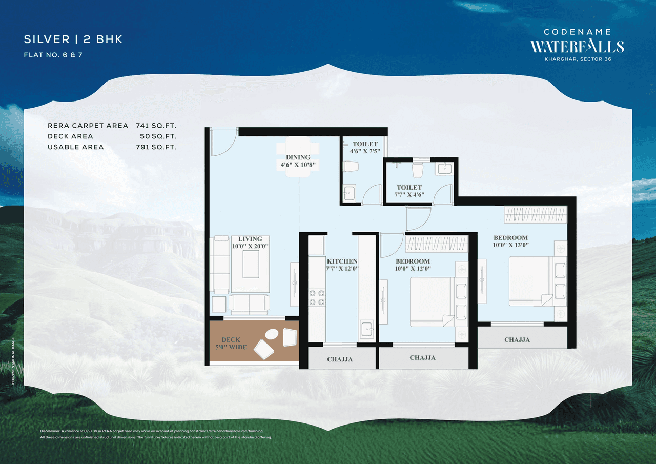 Satyam Waterfalls Unit plan - 791 sq.ft.