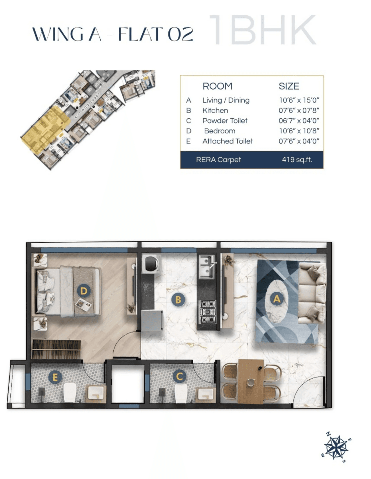 DTG Ashford Unit plan - 419 sq.ft.