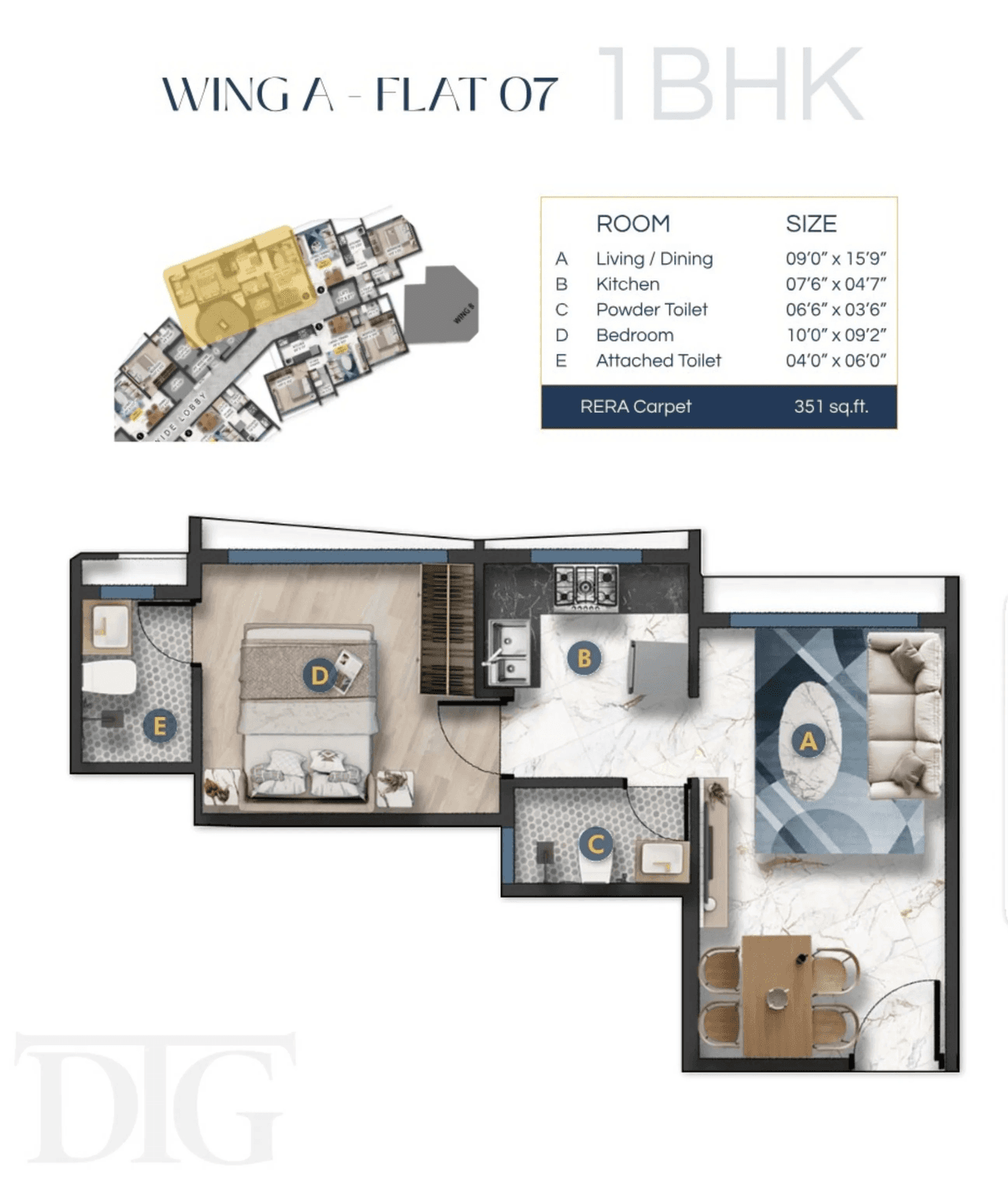 DTG Fast Unit plan - 351 sq.ft.