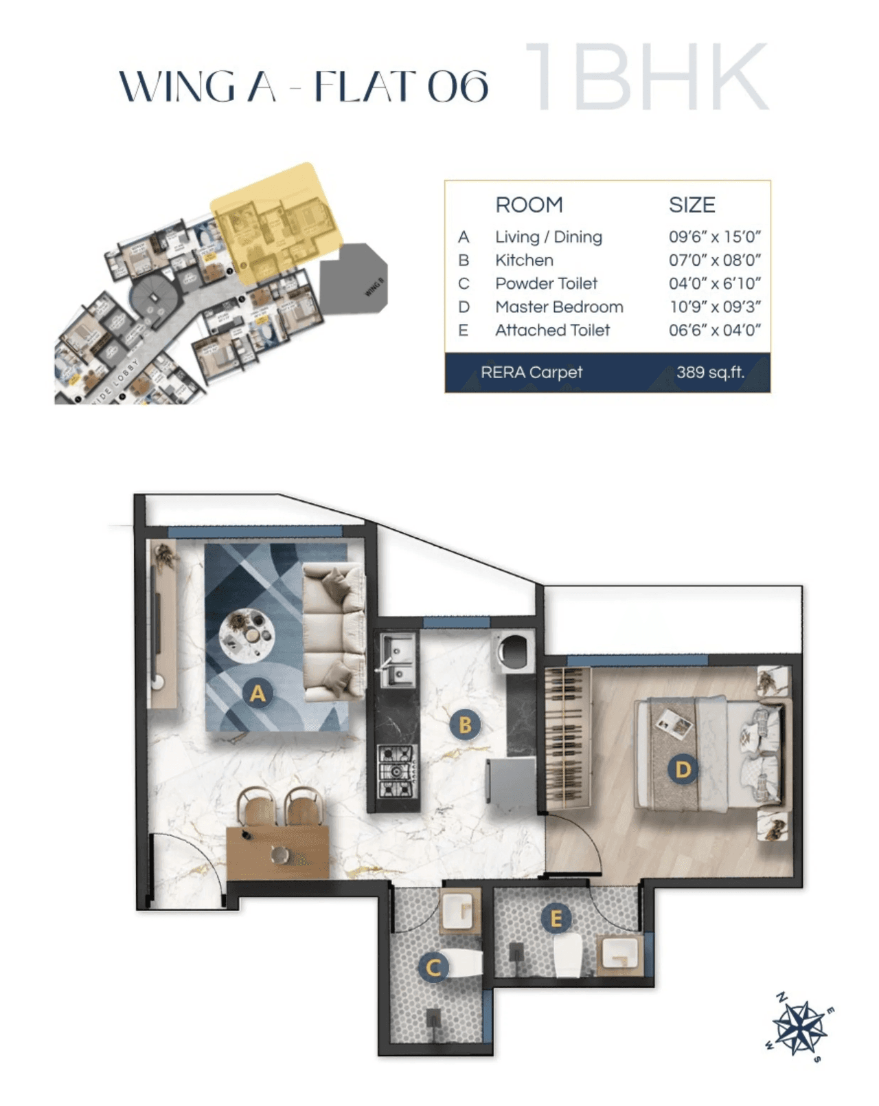 DTG Fast Unit plan - 389 sq.ft.