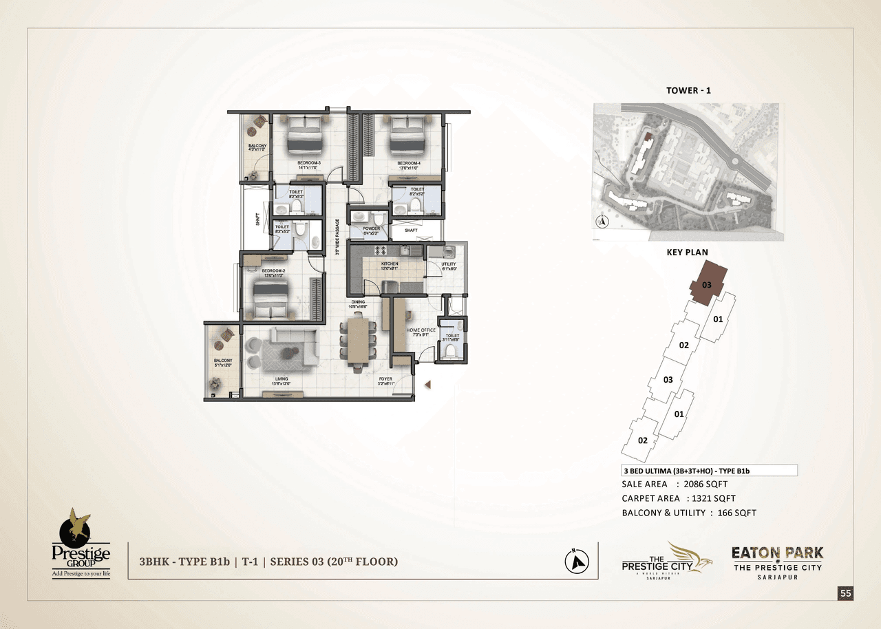 Prestige Ethan Unit plan - 1321 sq.ft.