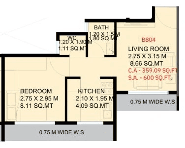 JPrime Swastik Unit plan - 360 sq.ft.