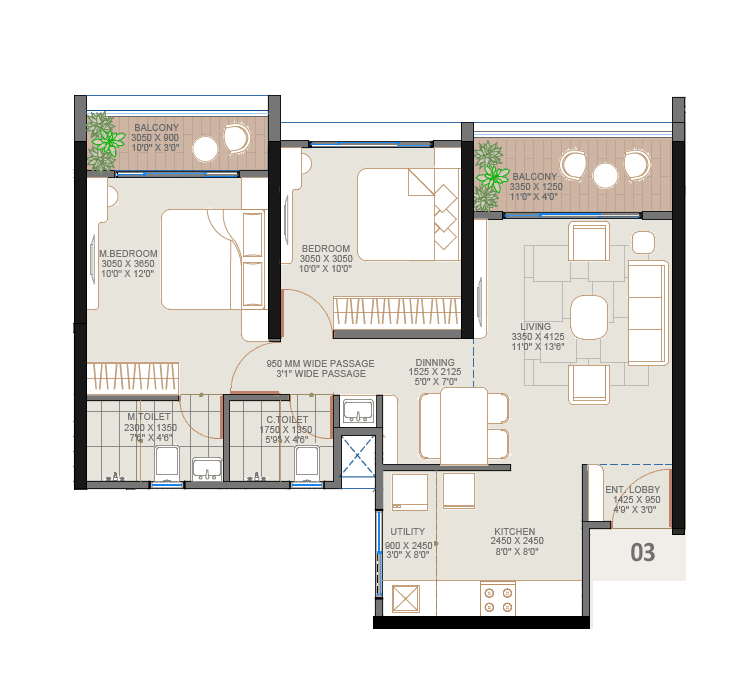 Unit plan - 704 sq.ft.