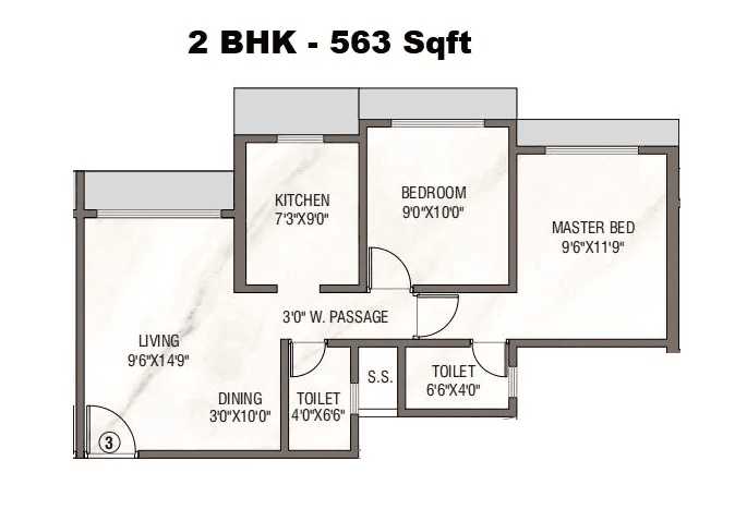 Salasar Aagman Unit plan - 563 sq.ft.