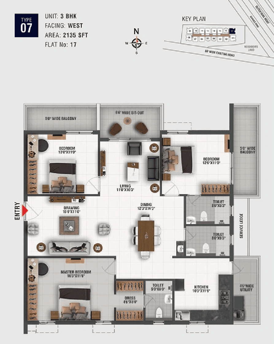 Origin Amogha Unit plan - 1515 sq.ft.