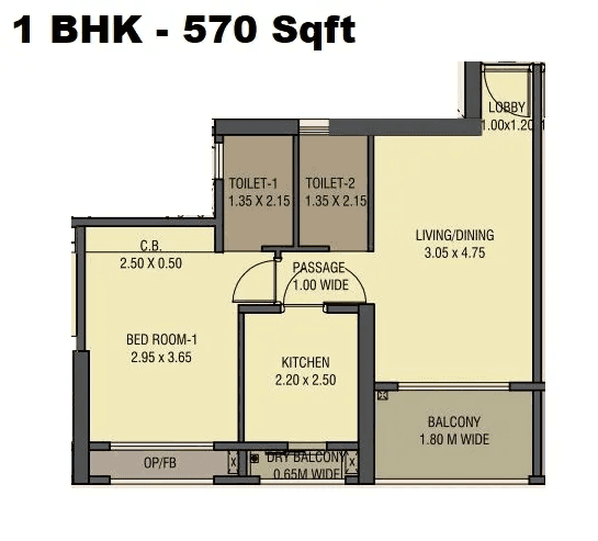 Ashish Windsor Unit plan - 570 sq.ft.