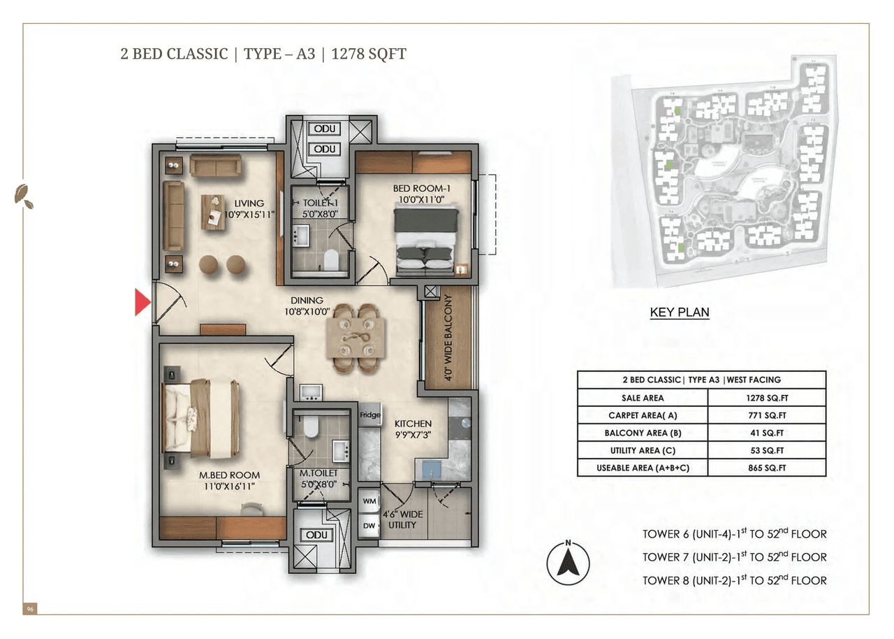 Prestige Golden Grove Unit plan - 894 sq.ft.