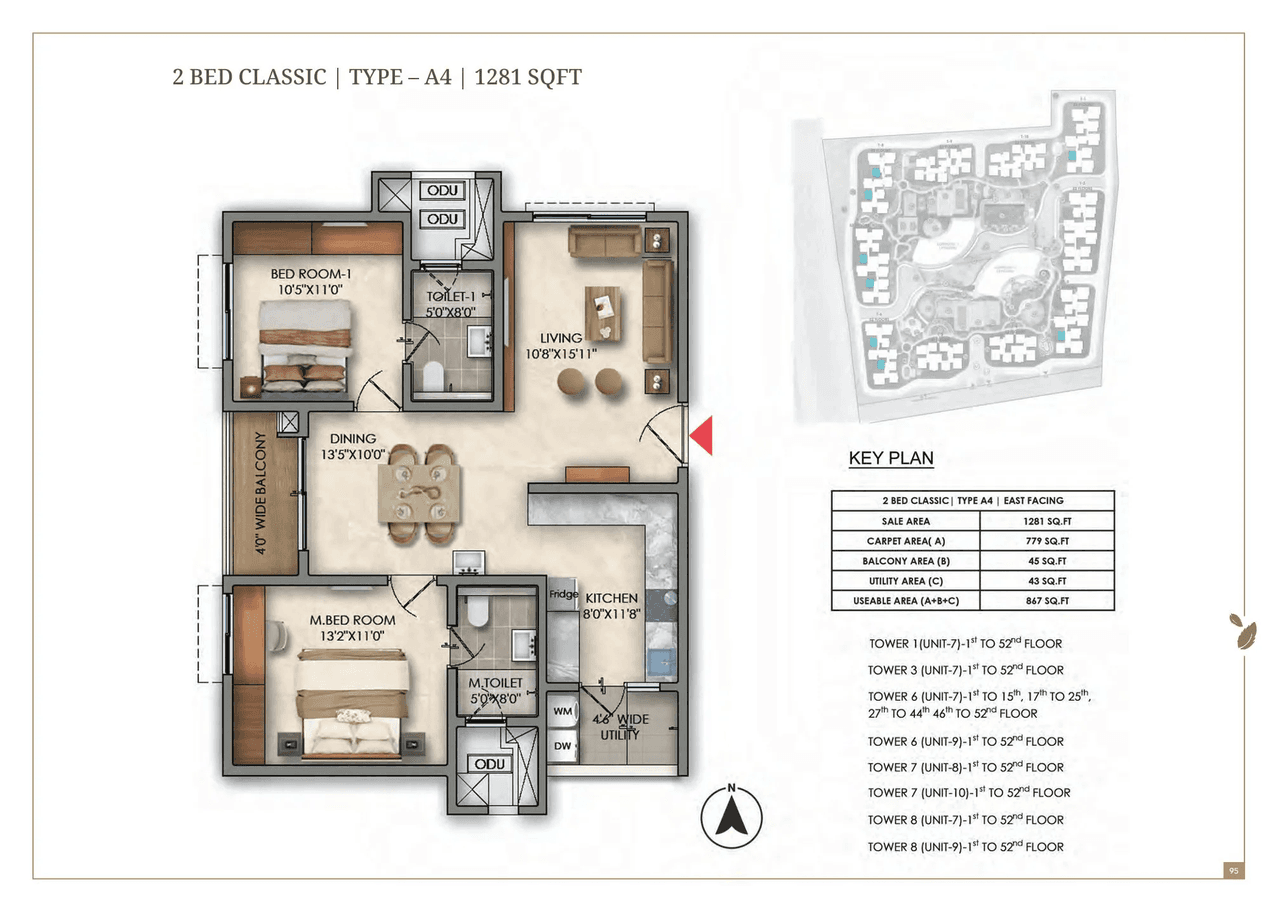 Prestige Golden Grove Unit plan - 896 sq.ft.