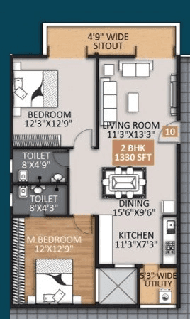 Mighty Yuva Unit plan - 931 sq.ft.