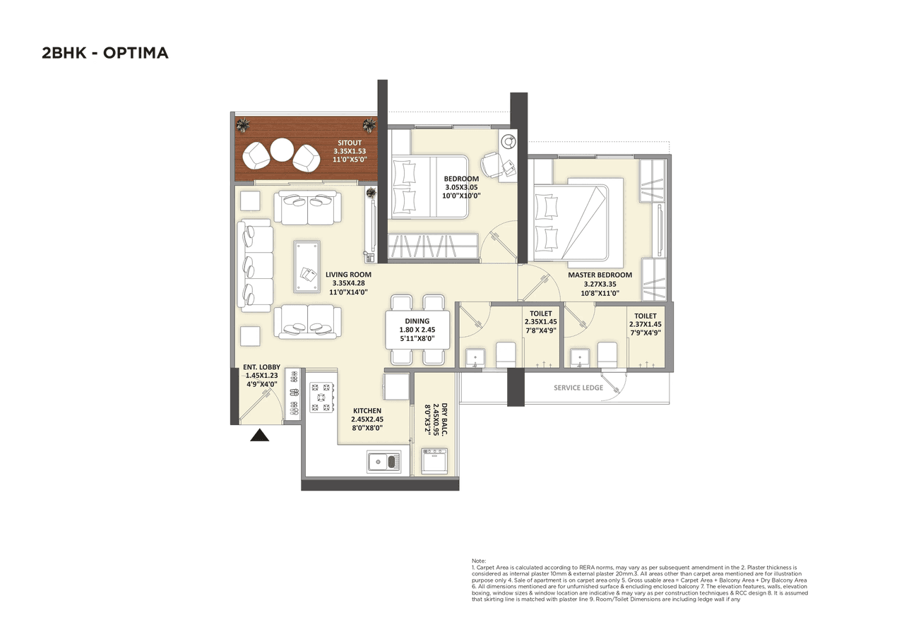 Mantra Paradise Unit plan - 710 sq.ft.