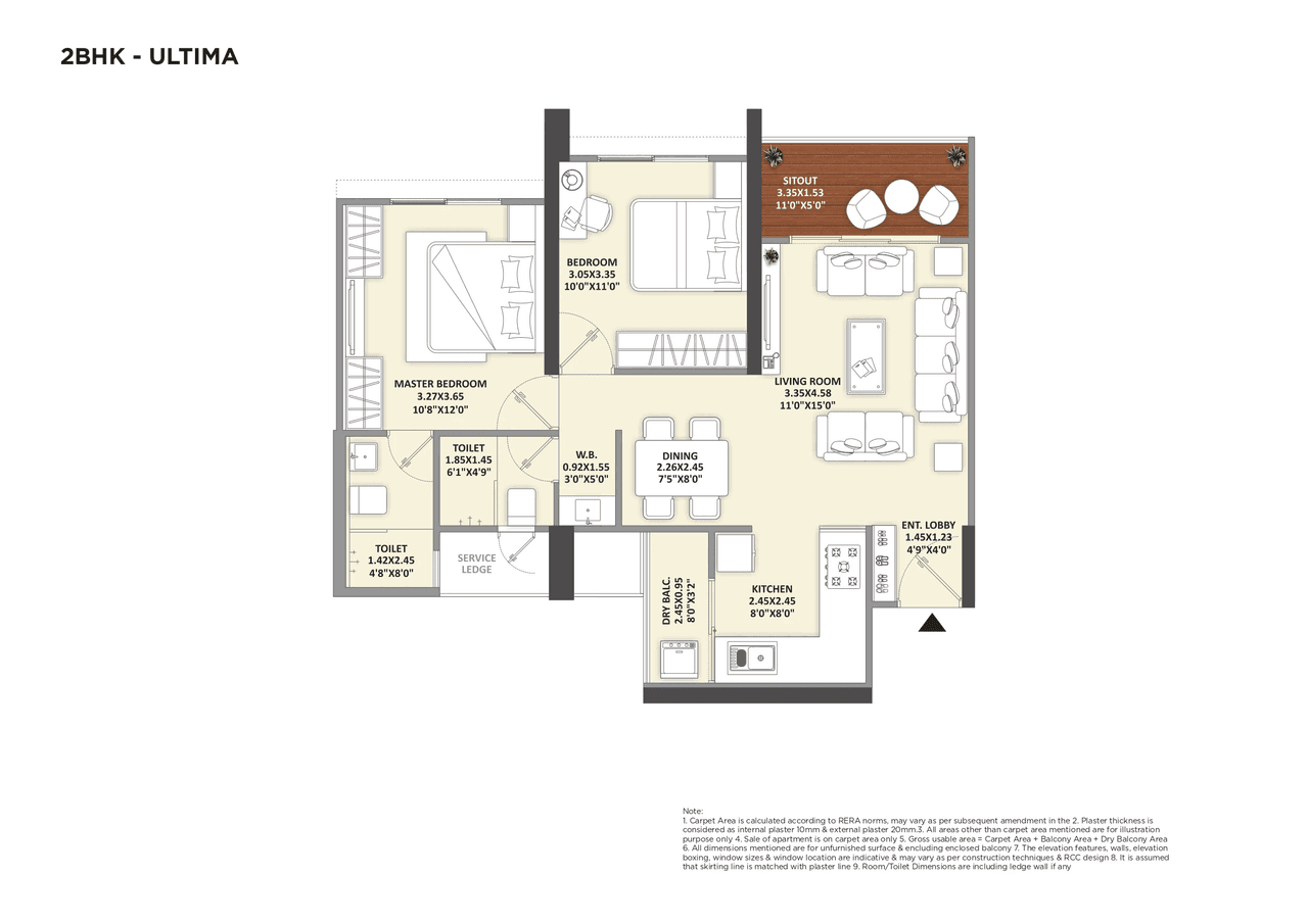 Mantra Paradise Unit plan - 758 sq.ft.