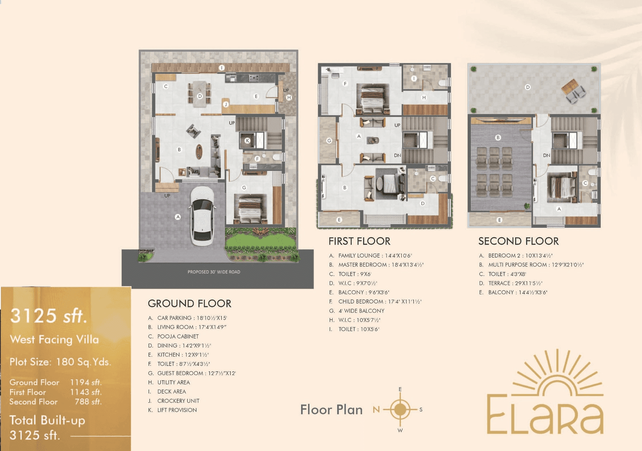 Grupe Nayan Elara Unit plan - 2188 sq.ft.