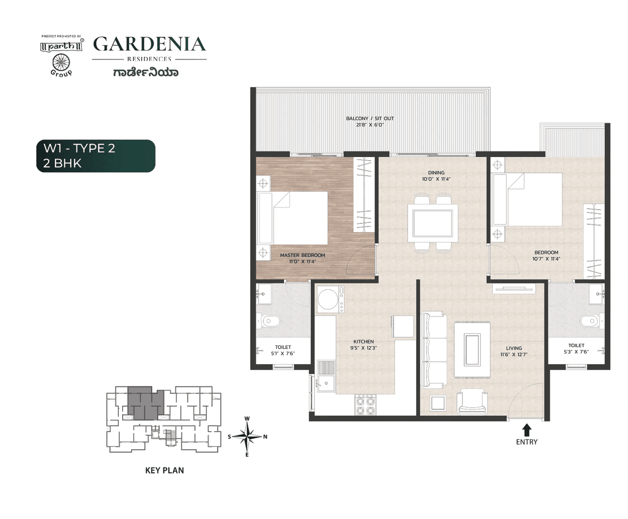Gardenia Residences Unit plan - 826 sq.ft.