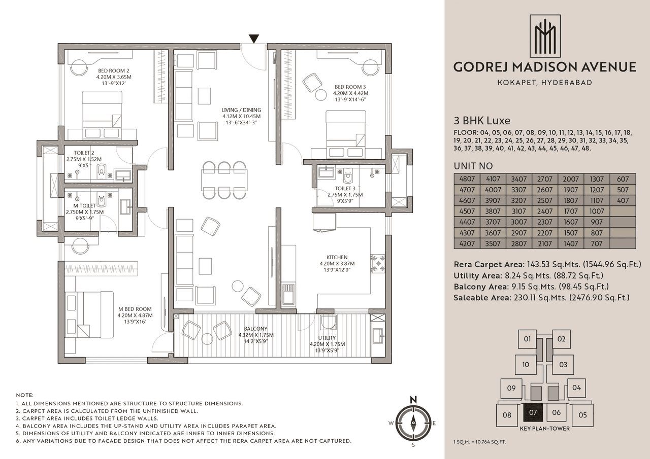 Godrej Madison Avenue Unit plan - 1544 sq.ft.