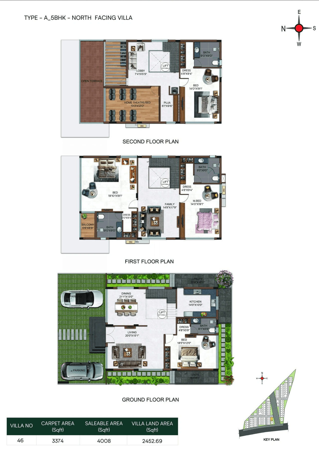 Casagrand Belair Unit plan - 3374 sq.ft.