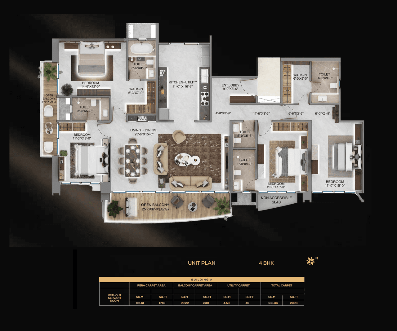 Majestique Elements Unit plan - 2028 sq.ft.