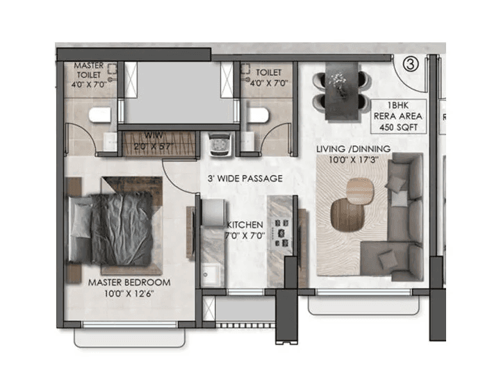 Dream India Jogeshwari Unit plan - 450 sq.ft.
