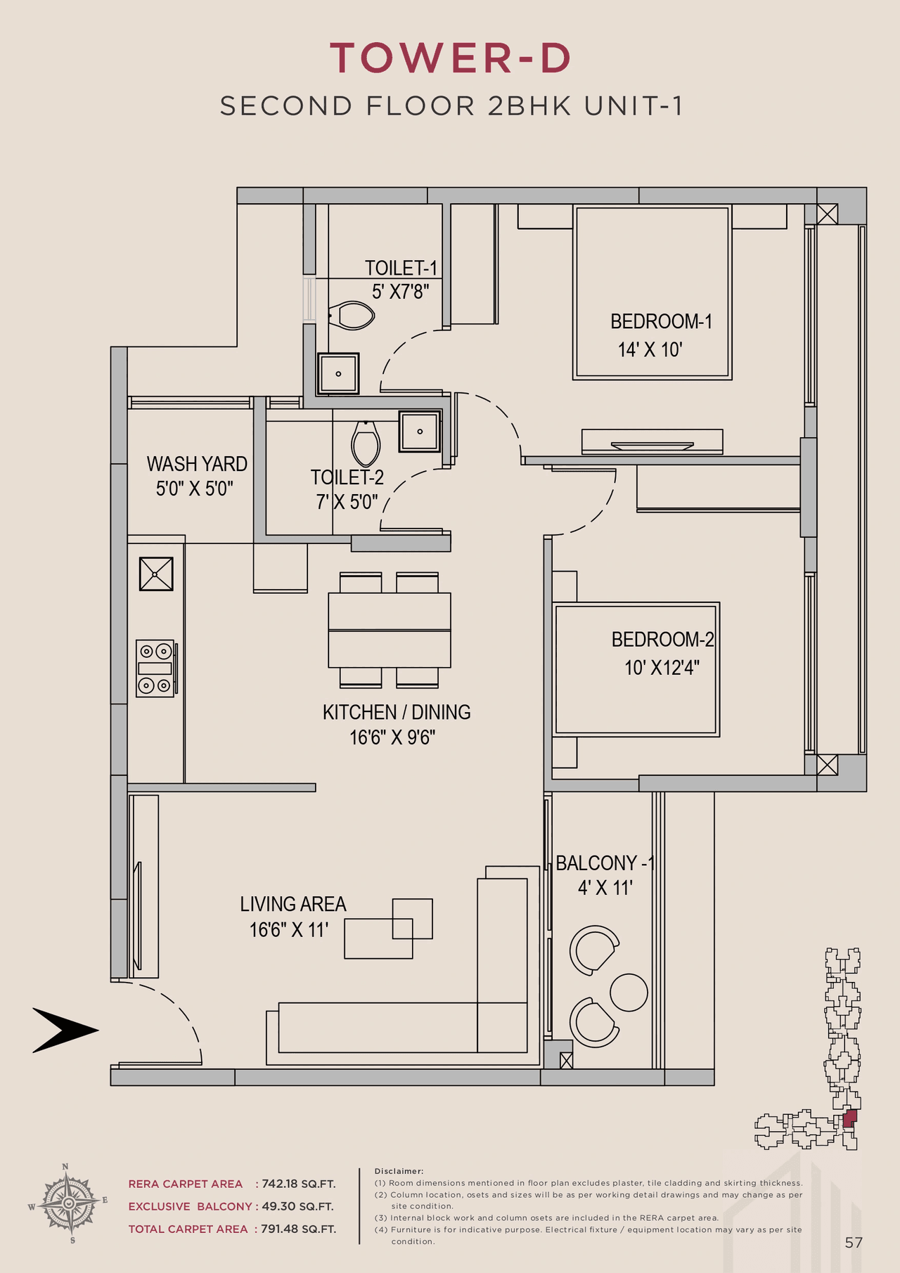 Arvind Crest Unit plan - 791 sq.ft.