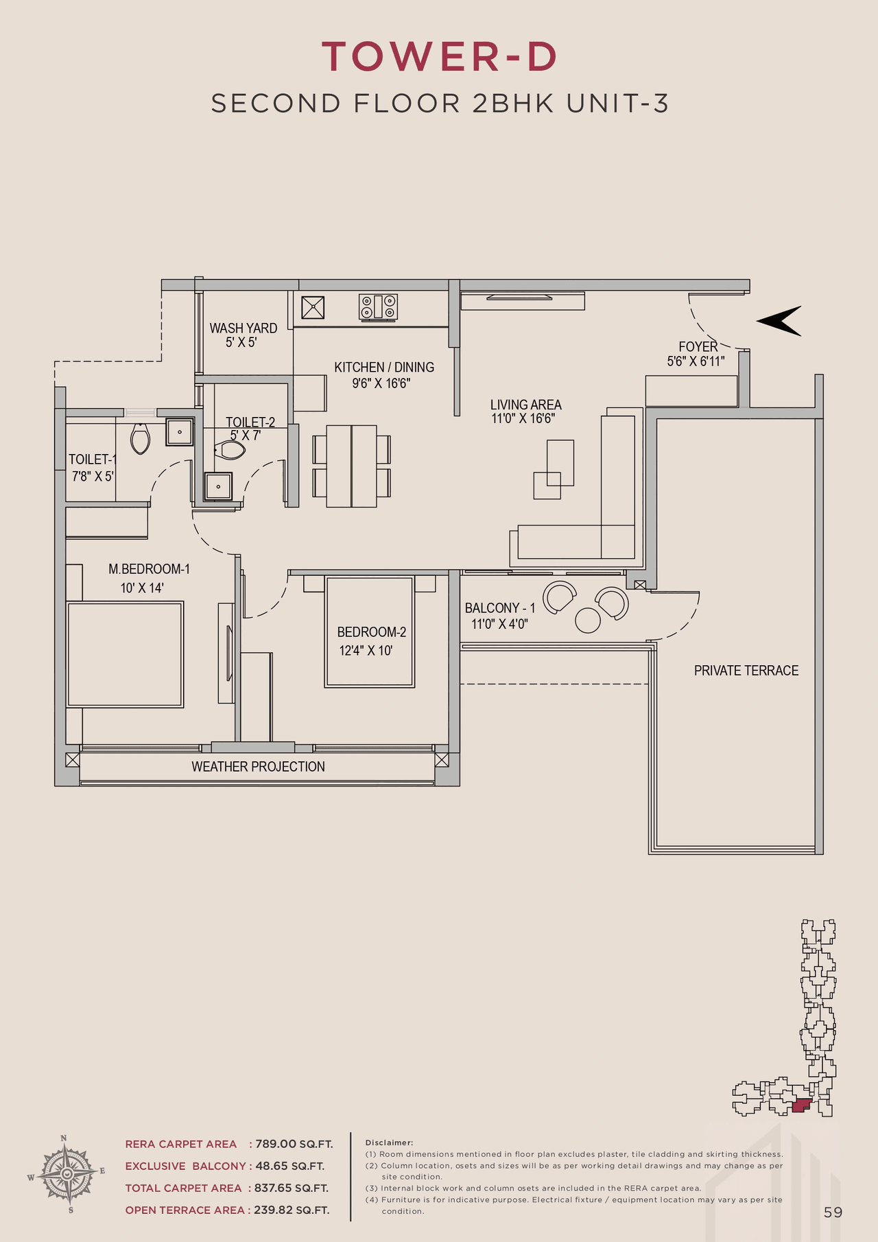 Arvind Crest Unit plan - 837 sq.ft.