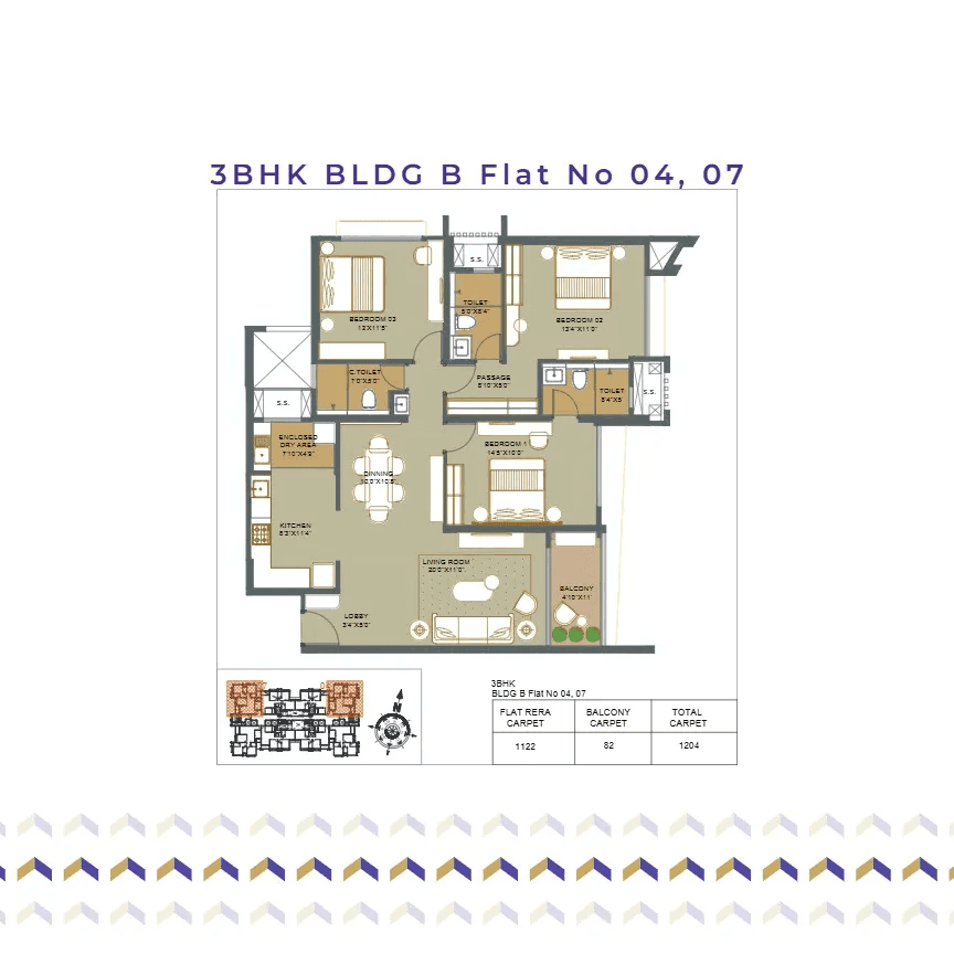 Purple Park Eden Unit plan - 1204 sq.ft.