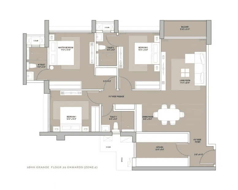 Oberoi Sky City Unit plan - 1132 sq.ft.
