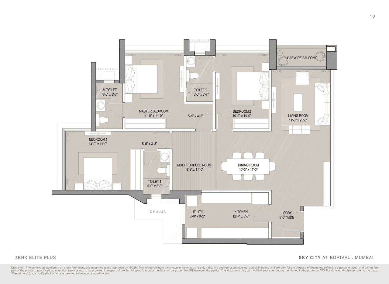 Oberoi Sky City Unit plan - 1372 sq.ft.