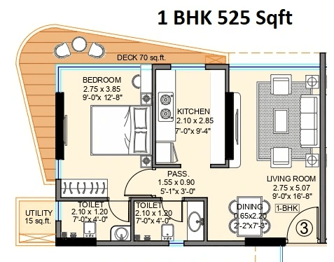 Neevia The Elements Unit plan - 525 sq.ft.