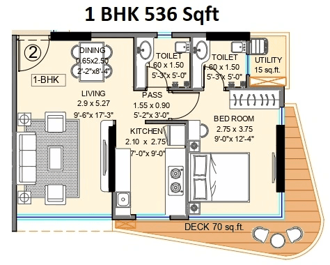 Neevia The Elements Unit plan - 536 sq.ft.