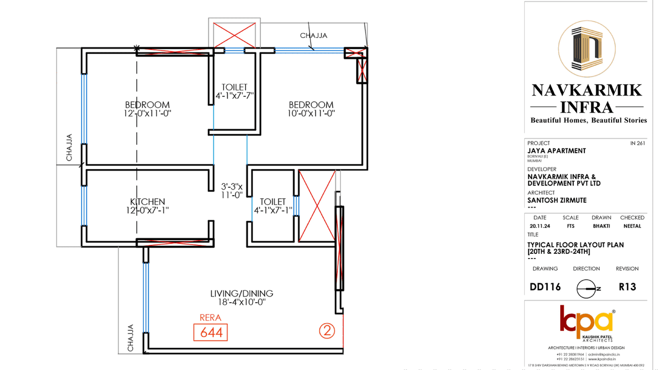 Navkarmik Shiv Jaya Unit plan - 644 sq.ft.