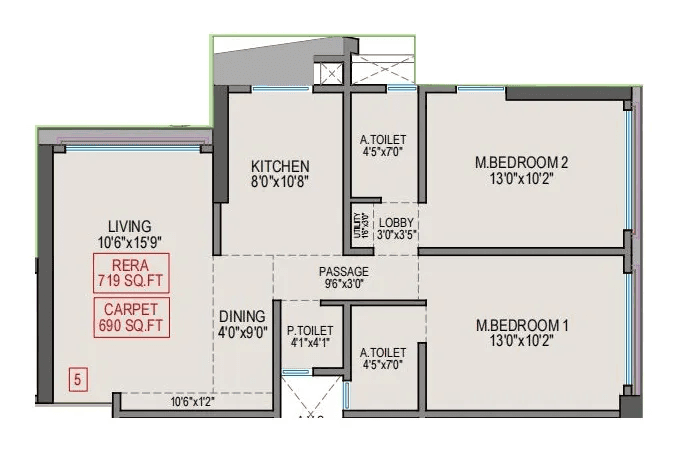 Navkarmik Shiv Vikas Parishram Unit plan - 719 sq.ft.
