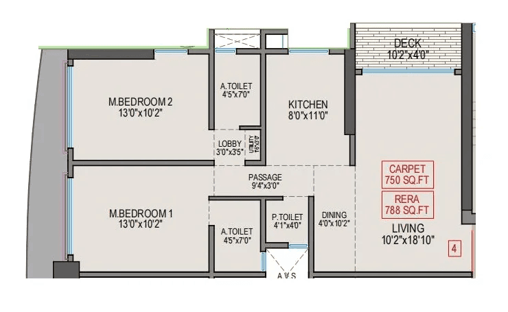 Navkarmik Shiv Vikas Parishram Unit plan - 788 sq.ft.