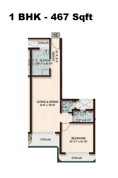 Avant Park West Unit plan - 467 sq.ft.