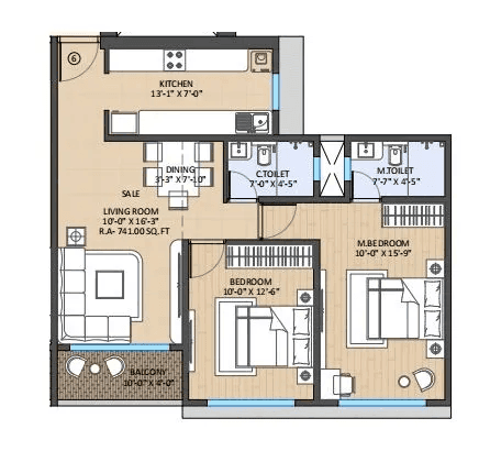 Navkarmik Shiv Manodaya Unit plan - 741 sq.ft.