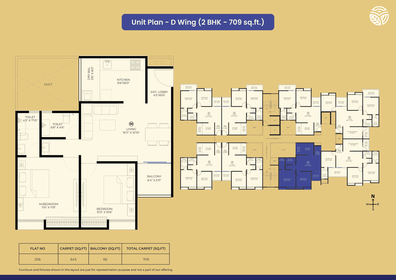 Porwal Parklane Urbanjoy Unit plan - 709 sq.ft.