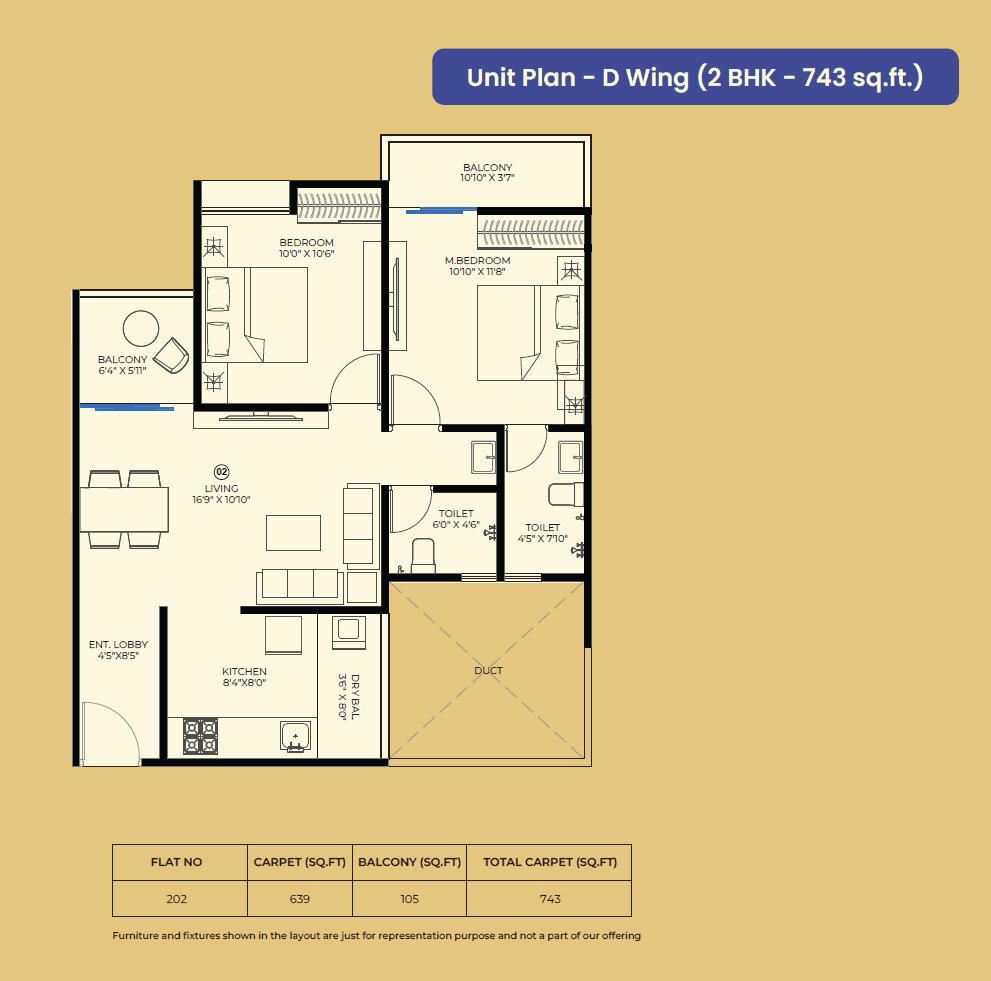 Porwal Parklane Urbanjoy Unit plan - 743 sq.ft.