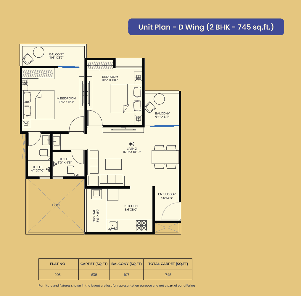 Porwal Parklane Urbanjoy Unit plan - 745 sq.ft.