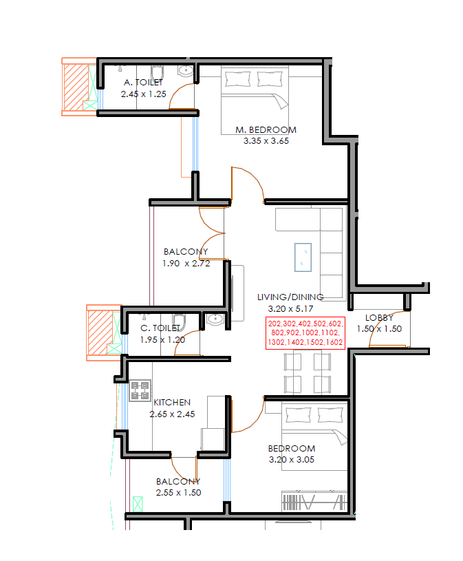 BG Aspiro Unit plan - 705 sq.ft.