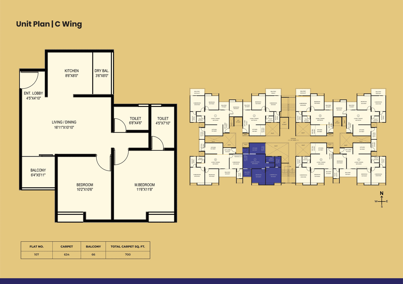 Porwal Parklane Urbanjoy Unit plan - 700 sq.ft.