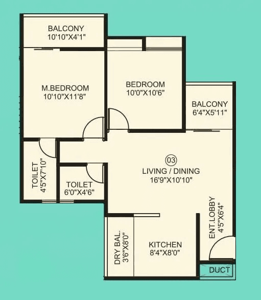 Porwal Parklane Urbanjoy Unit plan - 740 sq.ft.