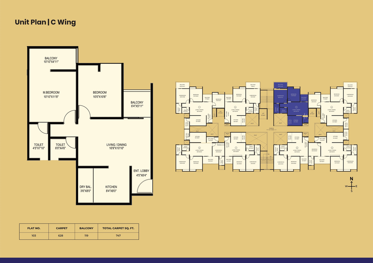 Porwal Parklane Urbanjoy Unit plan - 747 sq.ft.