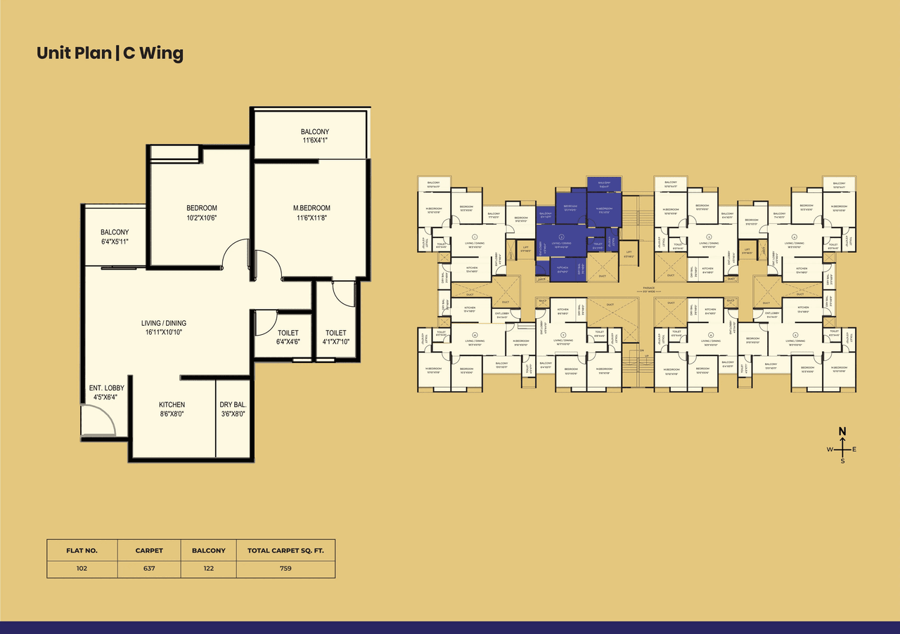Porwal Parklane Urbanjoy Unit plan - 760 sq.ft.