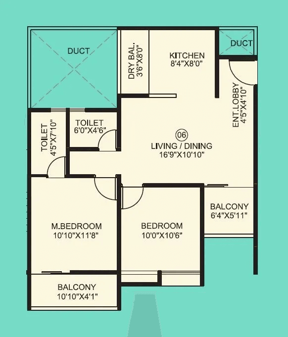 Porwal Parklane Urbanjoy Unit plan - 731 sq.ft.