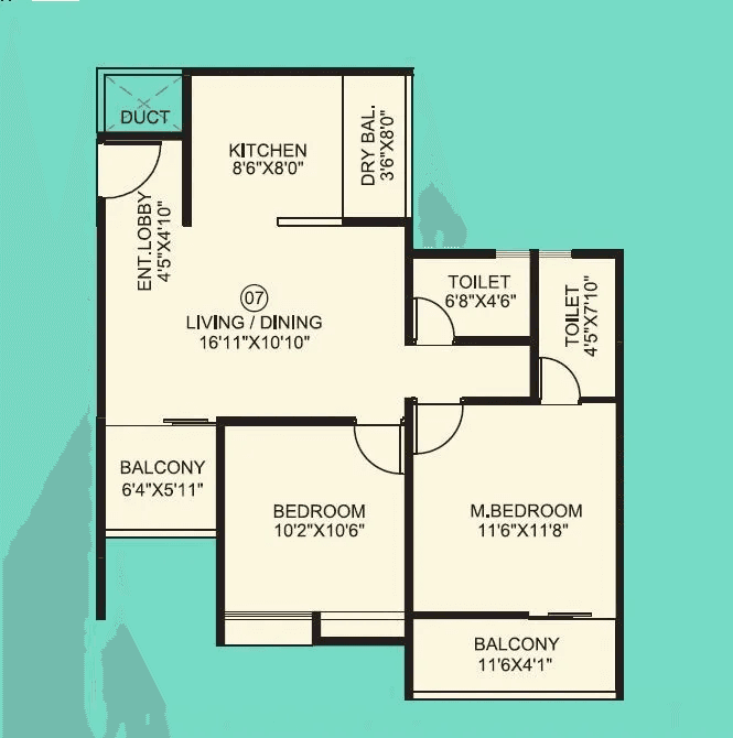 Porwal Parklane Urbanjoy Unit plan - 752 sq.ft.