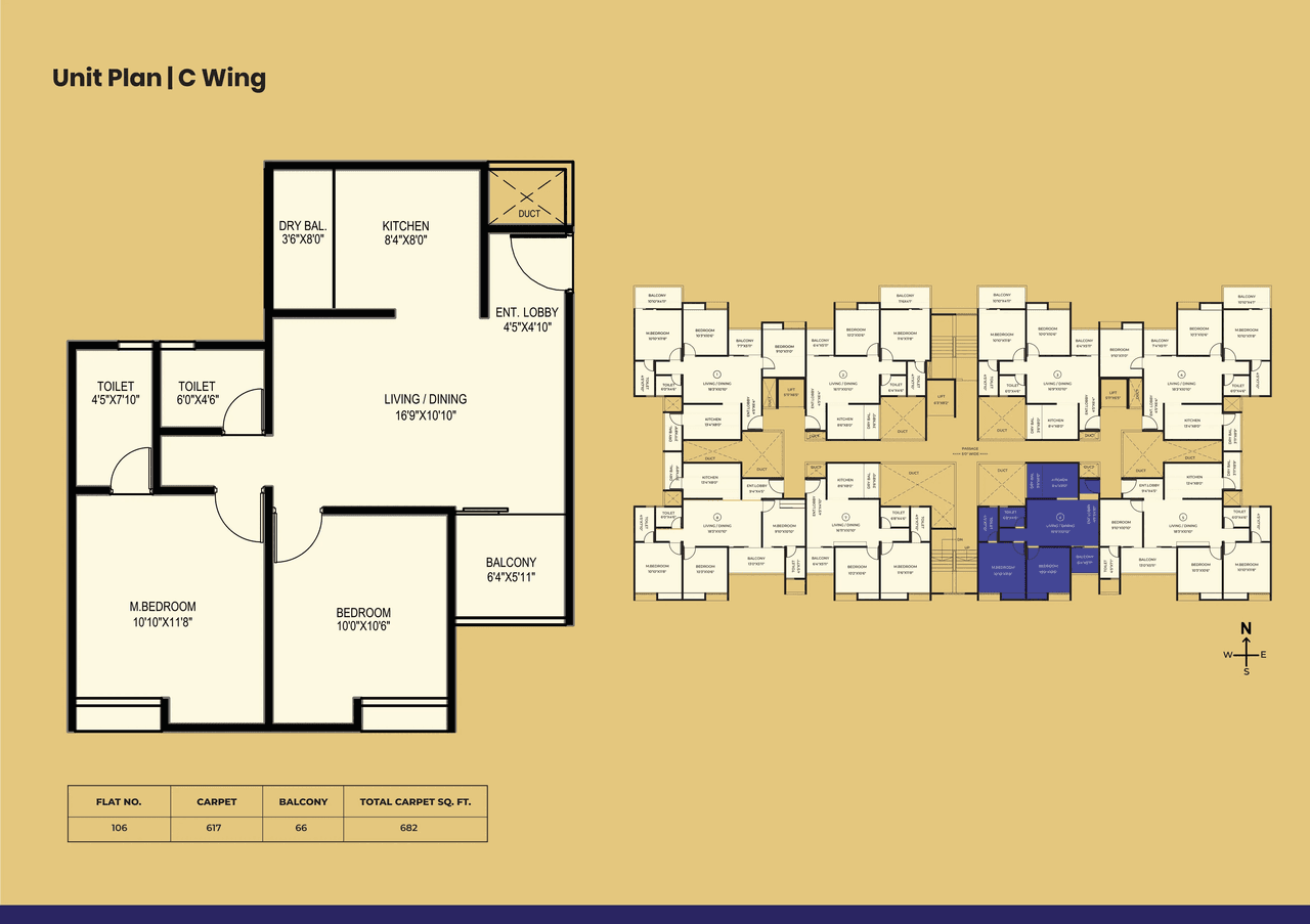 Porwal Parklane Urbanjoy Unit plan - 682 sq.ft.